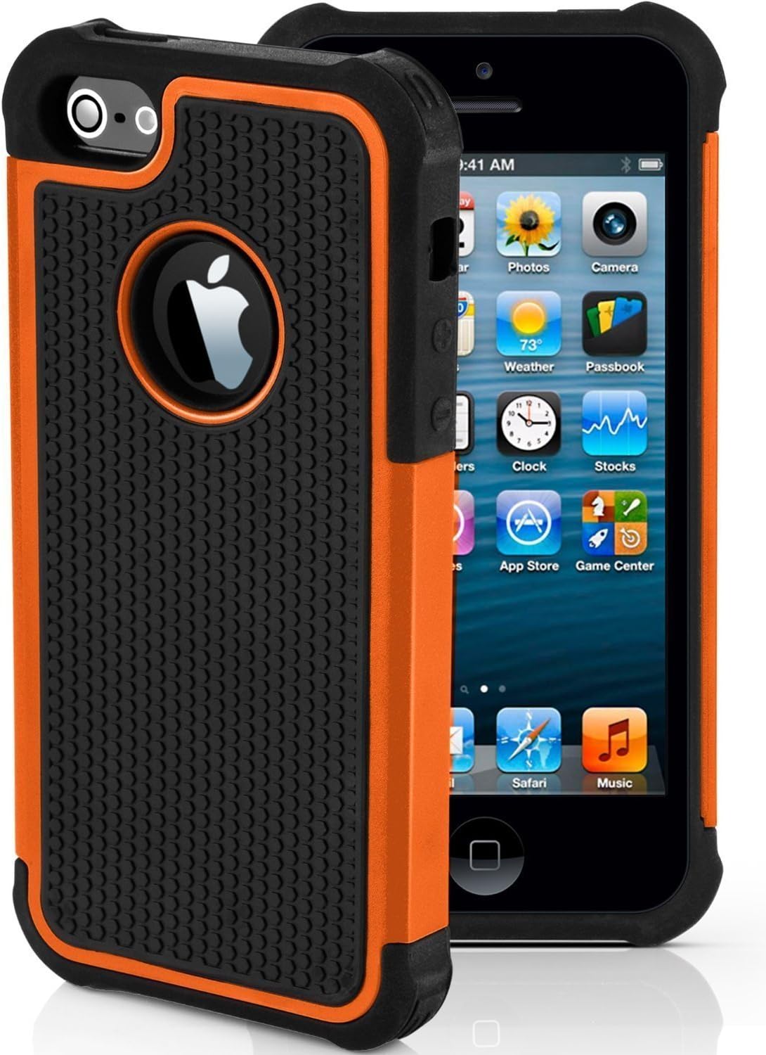 CellBoutique TM ShockProof Triple Hard back Case Cover For Apple iPhone 4s 5s 5c 6 6 Plus With Screen Protector (iPhone 4 4s, Orange)
