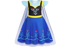 AmzBarley Princess Costume Kids Halloween Dress Up for Girls Toddler Outfit Birthday Party Clothes with Cape 1-10 Years