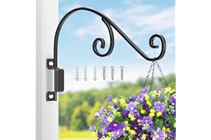 GOODBUY Swivel Plant Hangers Outdoor: 16 Inch Bird Feeder Plant Hanger Metal Wall Mount Hanging Plant Brackets Indoor Wall Hooks Outdoor for Hanging Baskets, Wind Chimes, Lanterns, Flower Pots, Black