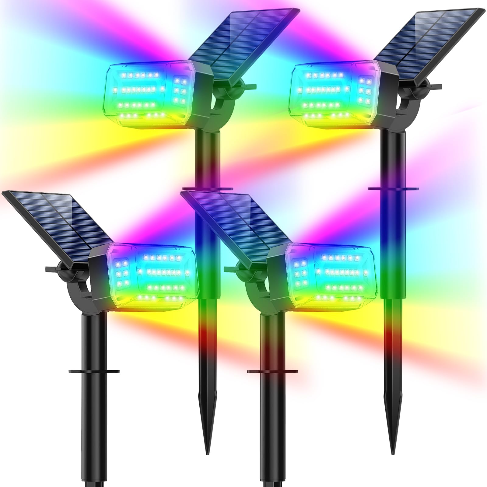 Photo 1 of WENATY 49 LED Solar Spot Lights Outdoor Waterproof Color Changing, Solar Christmas Lights Outside, [7 Lighting Mode/4 Pack] Flood Powered Spotlights for Yard Garden Pathway Landscape Tree Decorations