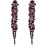 EVER FAITH Wedding Rhinestone Crystal Art Deco Statement Earring, Banquet Prom Long Chandelier Dangle Earrings for Women Bride
