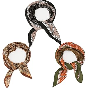CuteSwan 3 Pack Bandanas for Men and Women, Silk Feeling Neck Scarf, Head Bandana Pocket Square Neckerchief Scarves