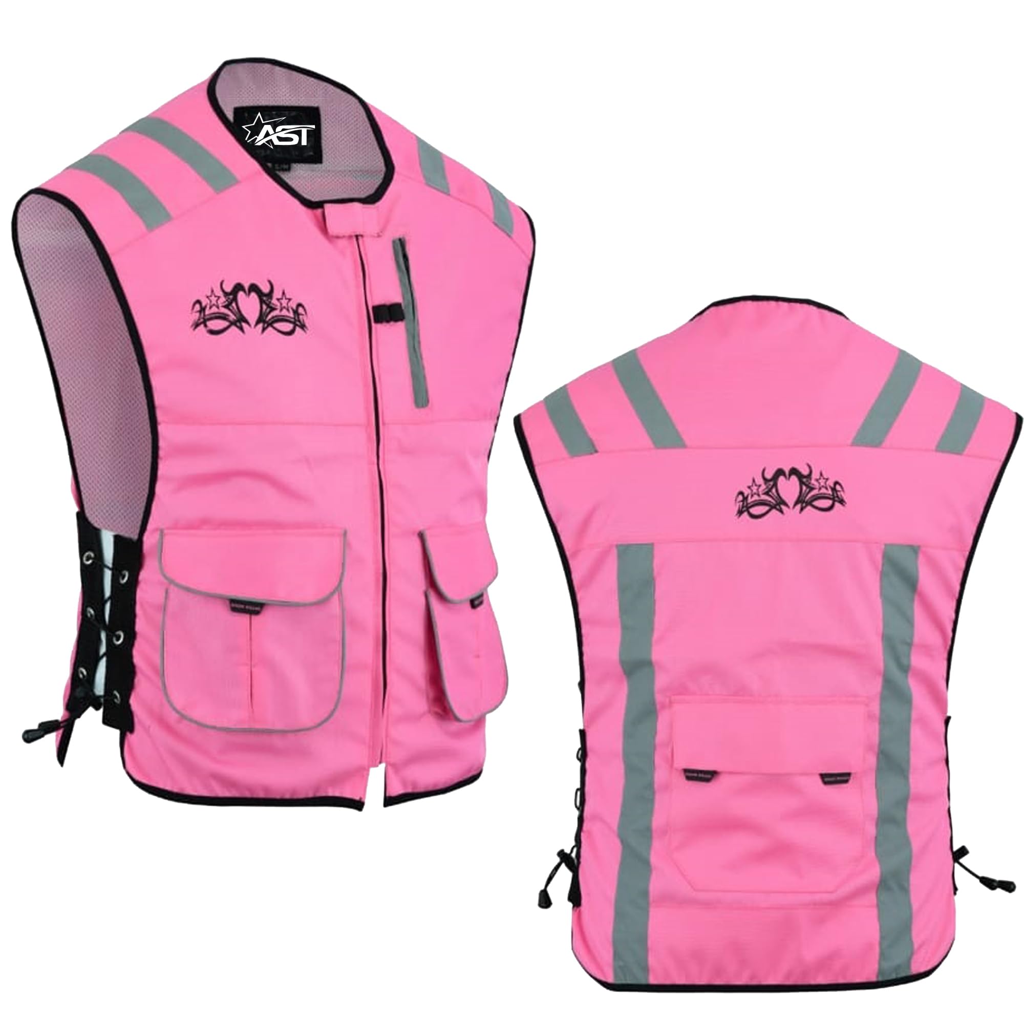 Biker Wears Ladies Pink Waistcoat Hi viz Executive Vest Security, Cycling Workwear High Visibility Jacket For Girls