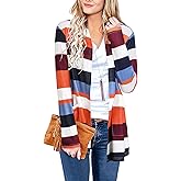 ULTRANICE Cardigan Sweaters Womens Fashion 2024 Trendy Lightweight Long Sleeve Casual Knitted Cardigans Sweater Tops Clothes Outfits with Pockets��Stitching B，S）