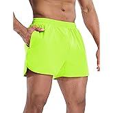MIER Men’s Athletic Running Shorts with Brief Liner 3 Inch Quick Dry Lined Shorts with Zipper Pockets for Gym Workout