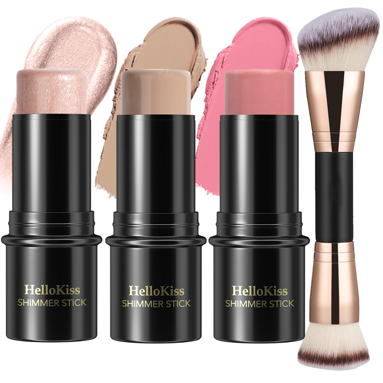 3 Pcs Cream Contour Stick Makeup Kit,Shades with Highlighter,Blush and Bronzer Contour Stick for Sculpt the Cheeks,Waterproof (Universal,#03+#08+#13)