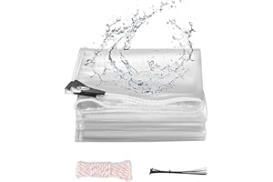3x6FT Clear Vinyl Tarp Clear Tarps Heavy Duty Waterproof UV Resistant Glass Tarps Transparent Tarpaulin with Grommets&Reinfor