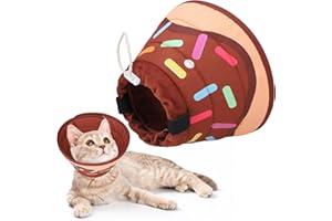 KOOLTAIL Cat Cone Collar Soft, Adjustable Cat Cones to Stop Licking, Foldable Donut Water Resistant Pet Recovery Neck E Collars After Surgery, Kitten Elizabethan Collar for Small to Large Cats,Brown M