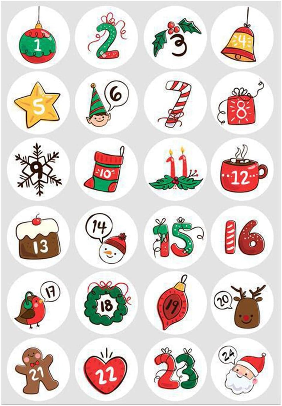 Advent Calendars - Christmas Advent Calendar Numbers Sticker,Advent Calendar Numbers Labels Self-Adhesive for Xmas Countdown Calendar DIY Gifts Craft Christmas Decorations