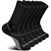 BULLIANT Compression Socks for Men 6Pairs, Athletic Crew Socks Cushioned For Men Sports Running-Arch Support