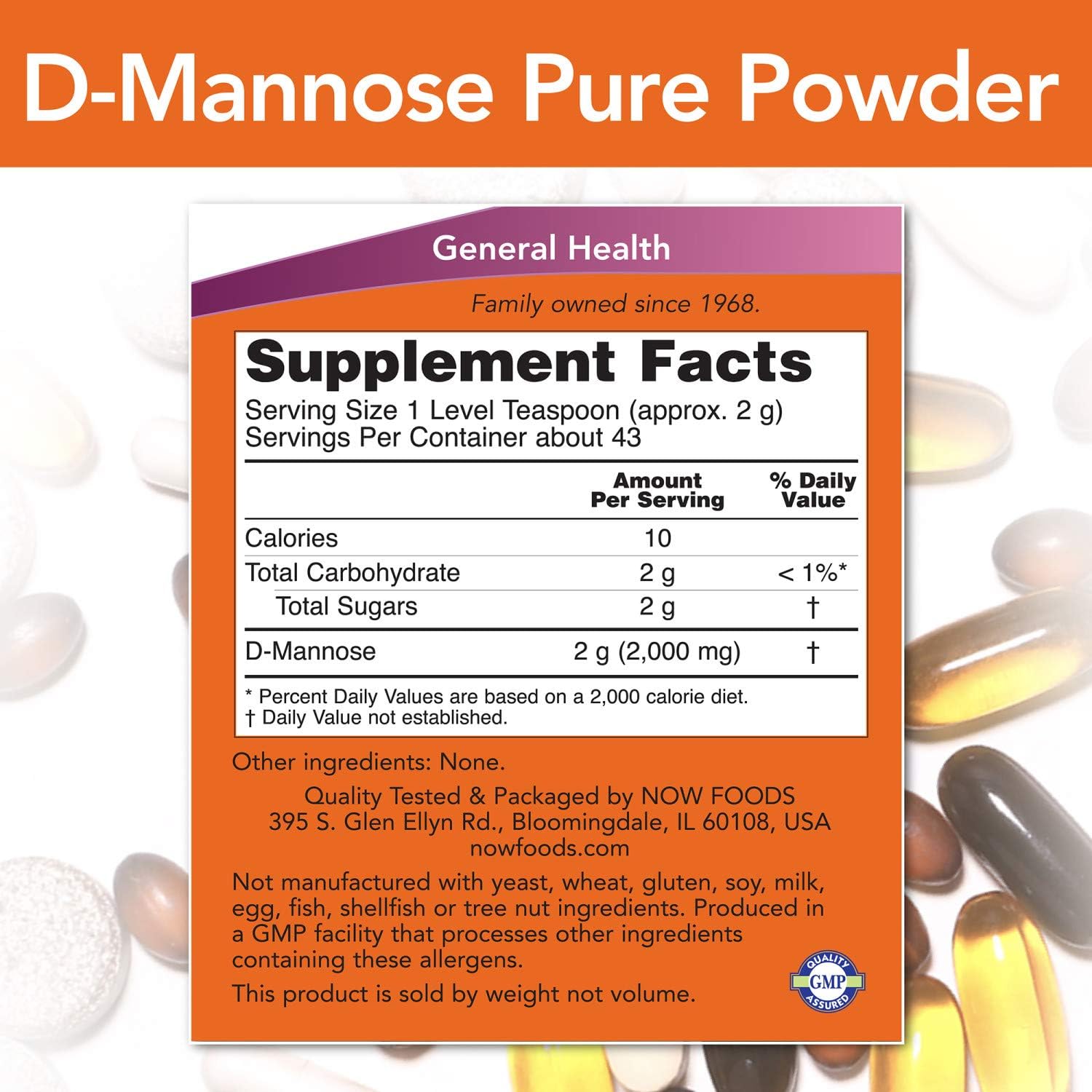 NOW Supplements, D-Mannose Powder, Non-GMO Project Verified, Healthy Urinary Tract*, 3-Ounce: Health & Personal Care