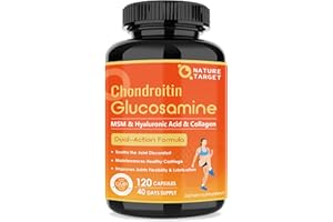 NATURE TARGET Glucosamine Chondroitin - Joint Supplement for Women & Men, Plus MSM, Collagen, Shellfish Free, 120 Counts