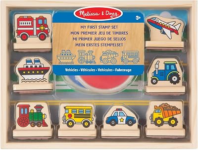 Melissa & Doug My First Wooden Stamp Set Vehicles - 8 Stamps, 2 Ink Pads