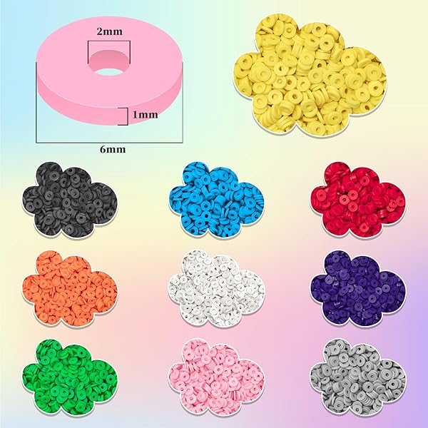 CLAY BEADS, 6000PCS YELLOW CLAY HEISHI BEADS FOR BRACELETS MAKING, FLAT ROUND POLYMER HEISHI BEADS FOR DIY JEWELRY MAKING(CANNED)