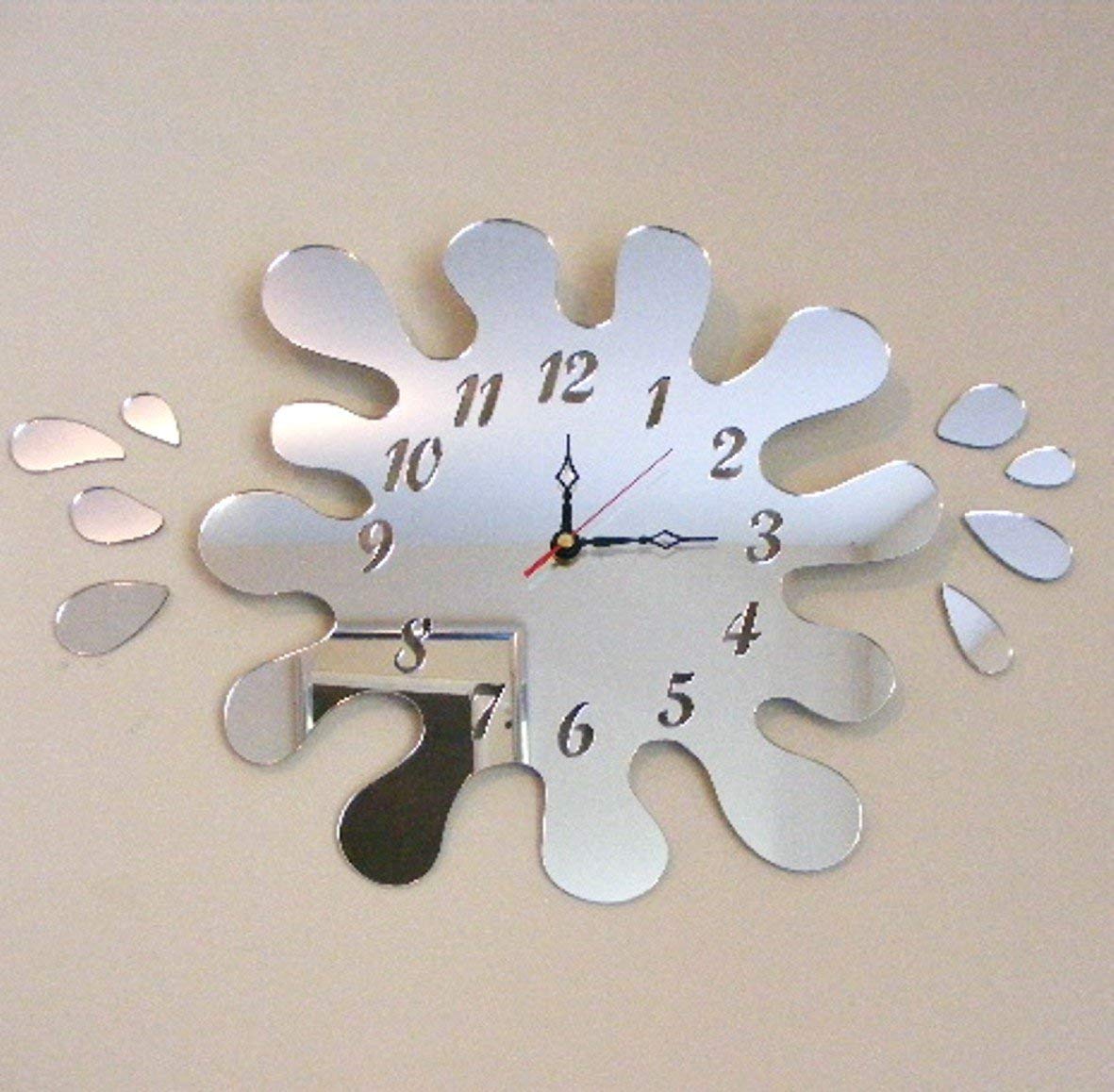 Super Cool Creations Puddle Splash Clock Acrylic Mirror with Eight Splash Mirrors 35cm