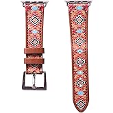 38mm, 40mm, 41mm compatible for Apple Watch Series 8,7,6,5,4, and SE Small Versions, Western Pattern Print Watch Band No. 22M1