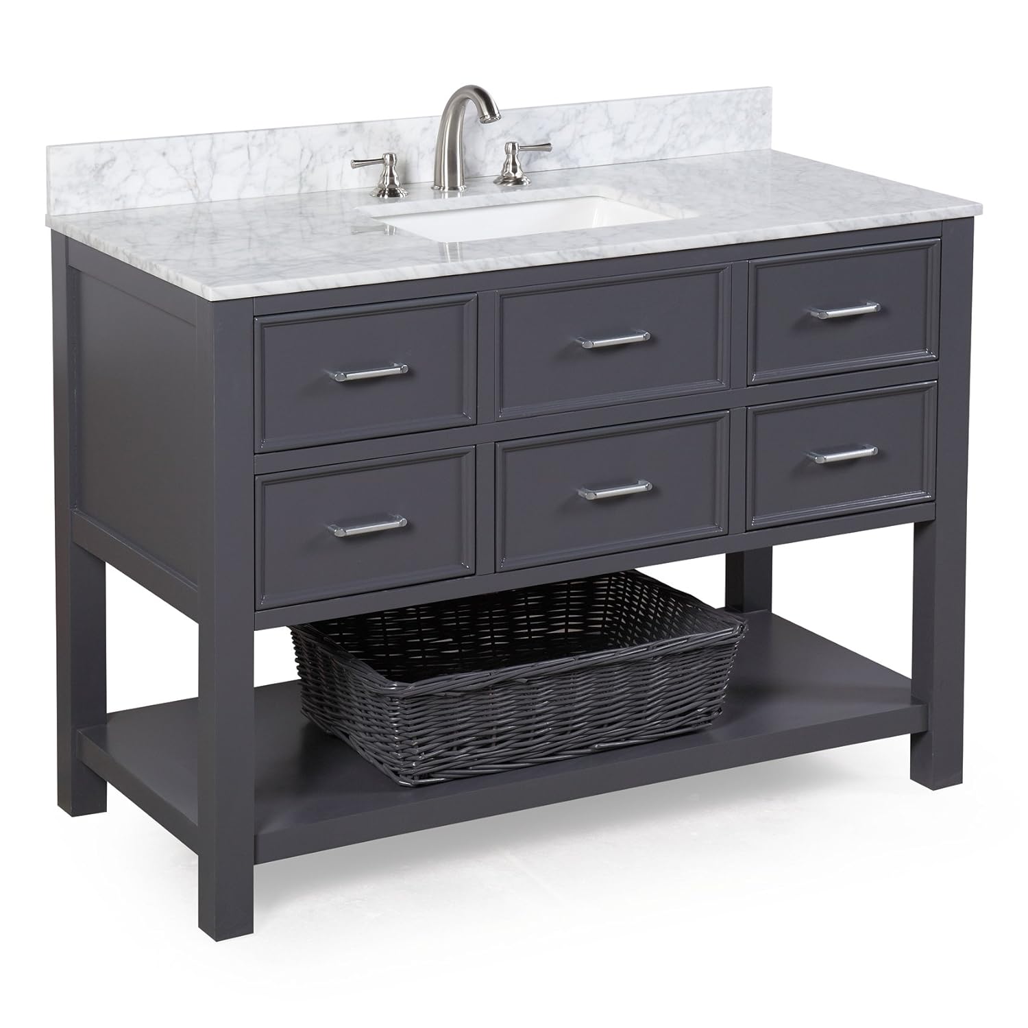 New Hampshire 48 inch Bathroom Vanity Carrara Charcoal Gray