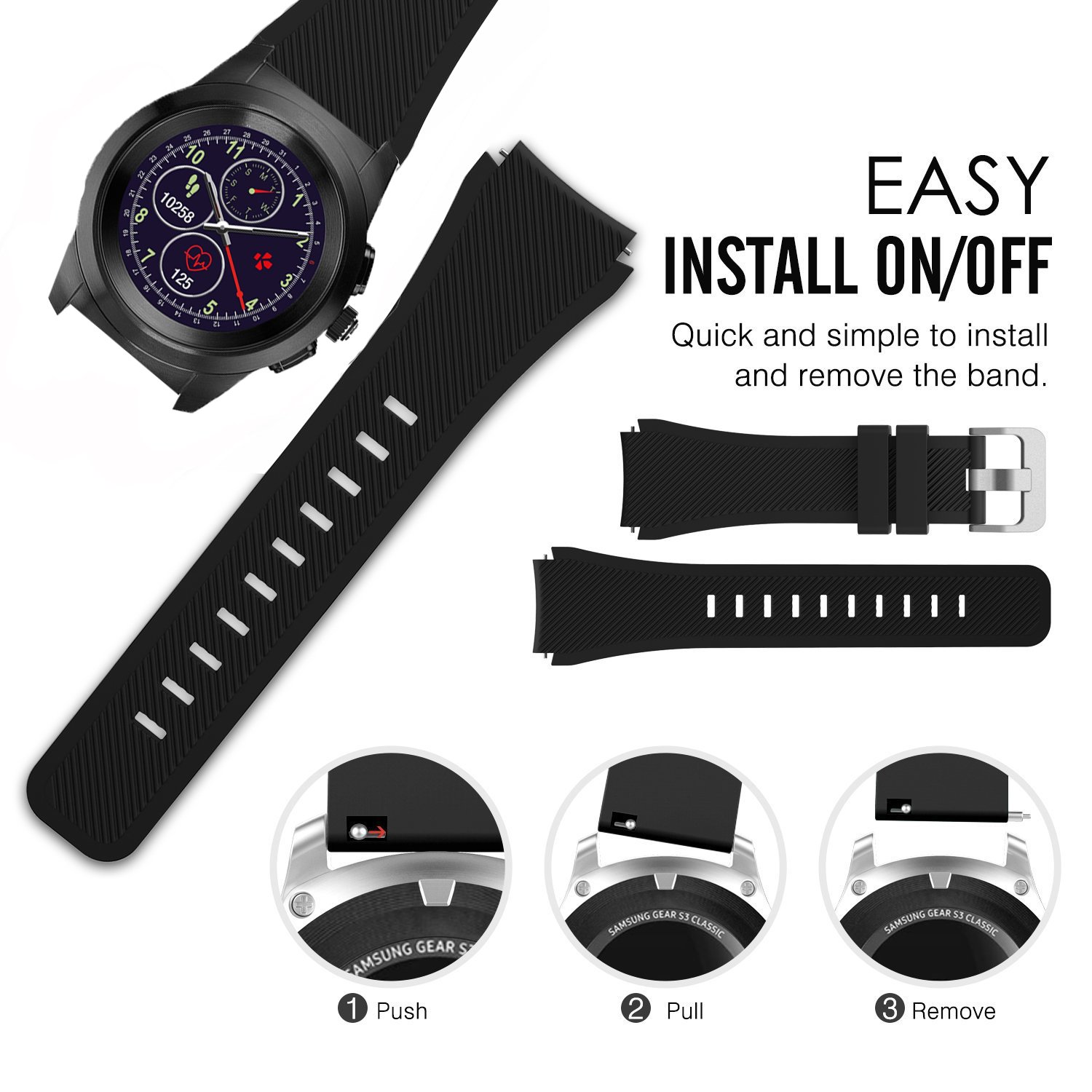 for MyKronoz ZeTime Band, Lamshaw Silicone Sport Replacement Band for MyKronoz ZeTime Smartwatch (Black)