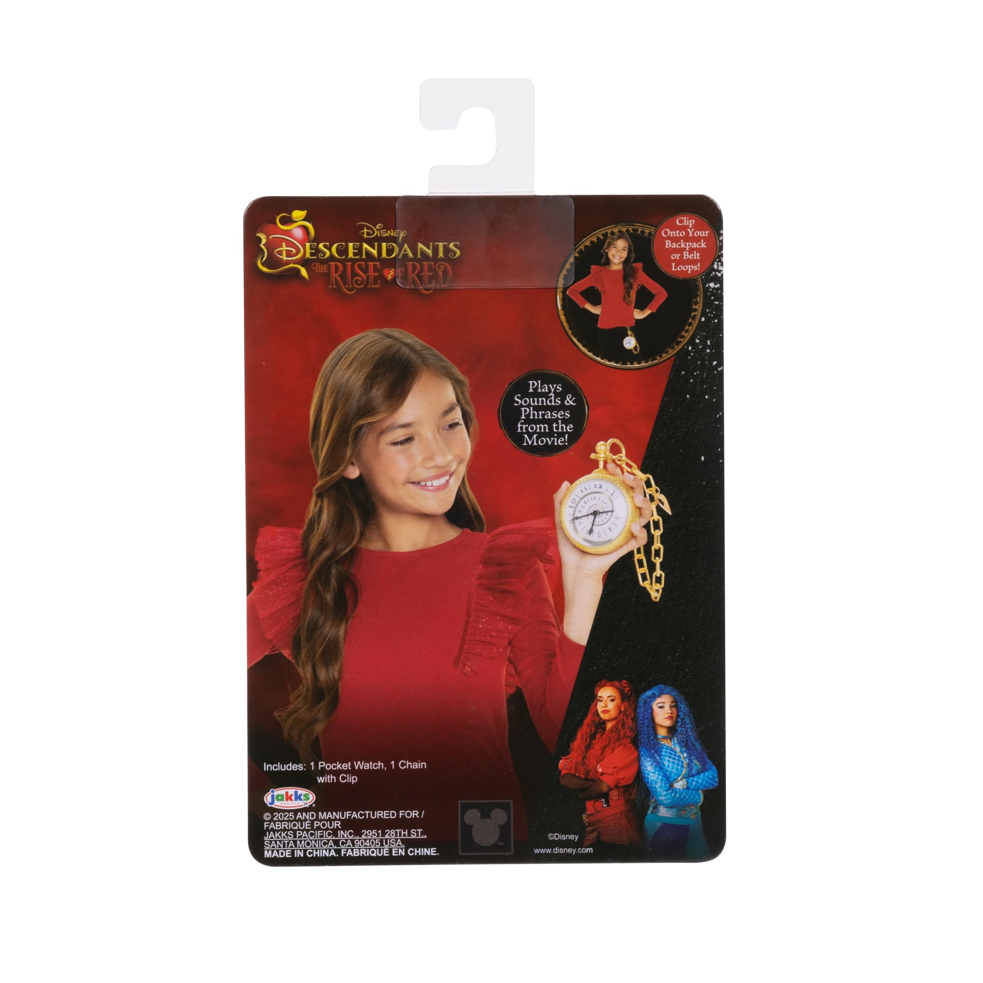 Disney Descendants: The Rise of Red Time Travel Pocket Watch Role Play Accessory Plays Sound and Phrases from The Movie! Clip-On to Take It with You! Ages 3+