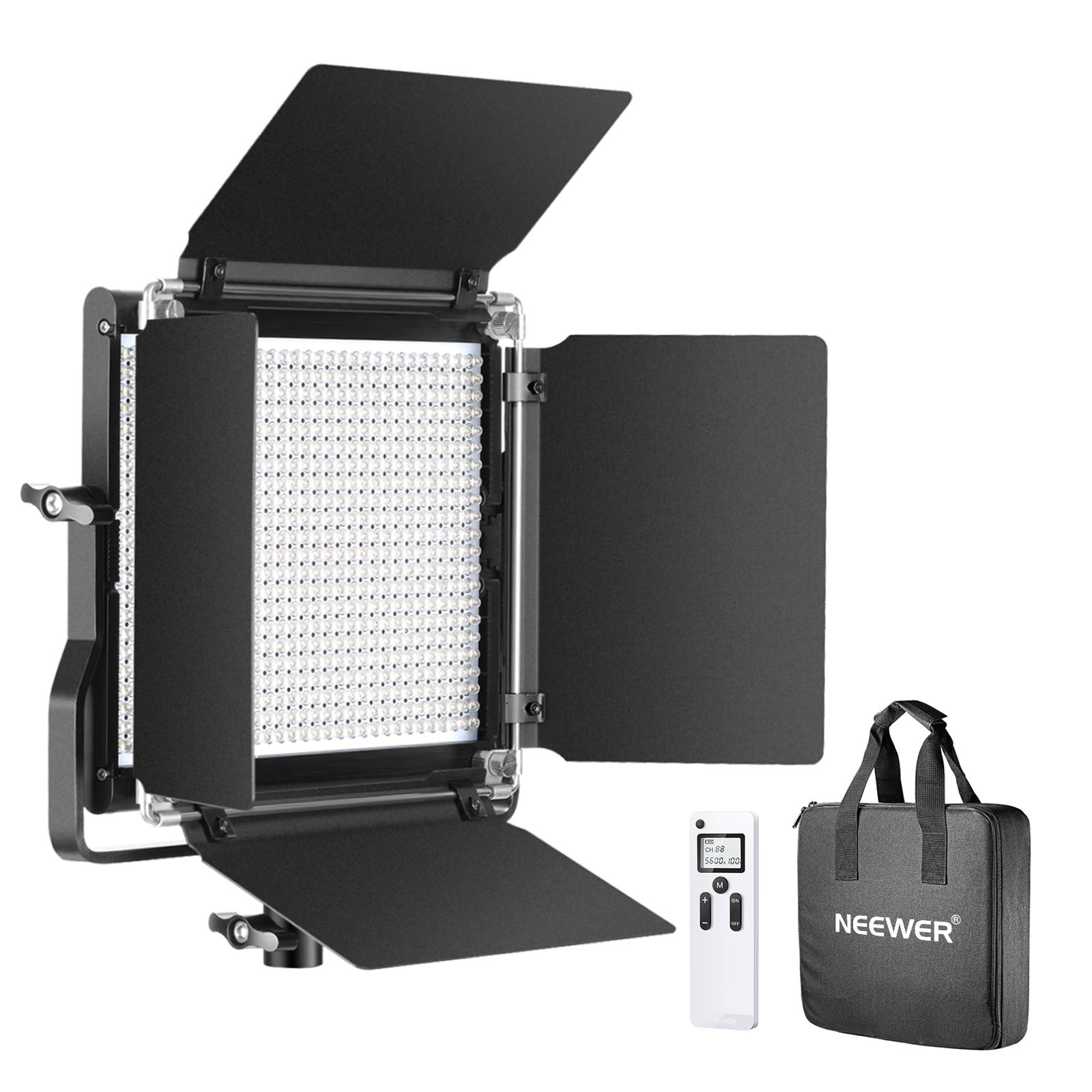 NEEWER Advanced 2.4G 660 LED Video Light, Dimmable Bi-Color LED Panel with LCD Screen and 2.4G Wireless Remote for Portrait Product Photography, Studio Video Shooting with Metal U Bracket and Barndoor