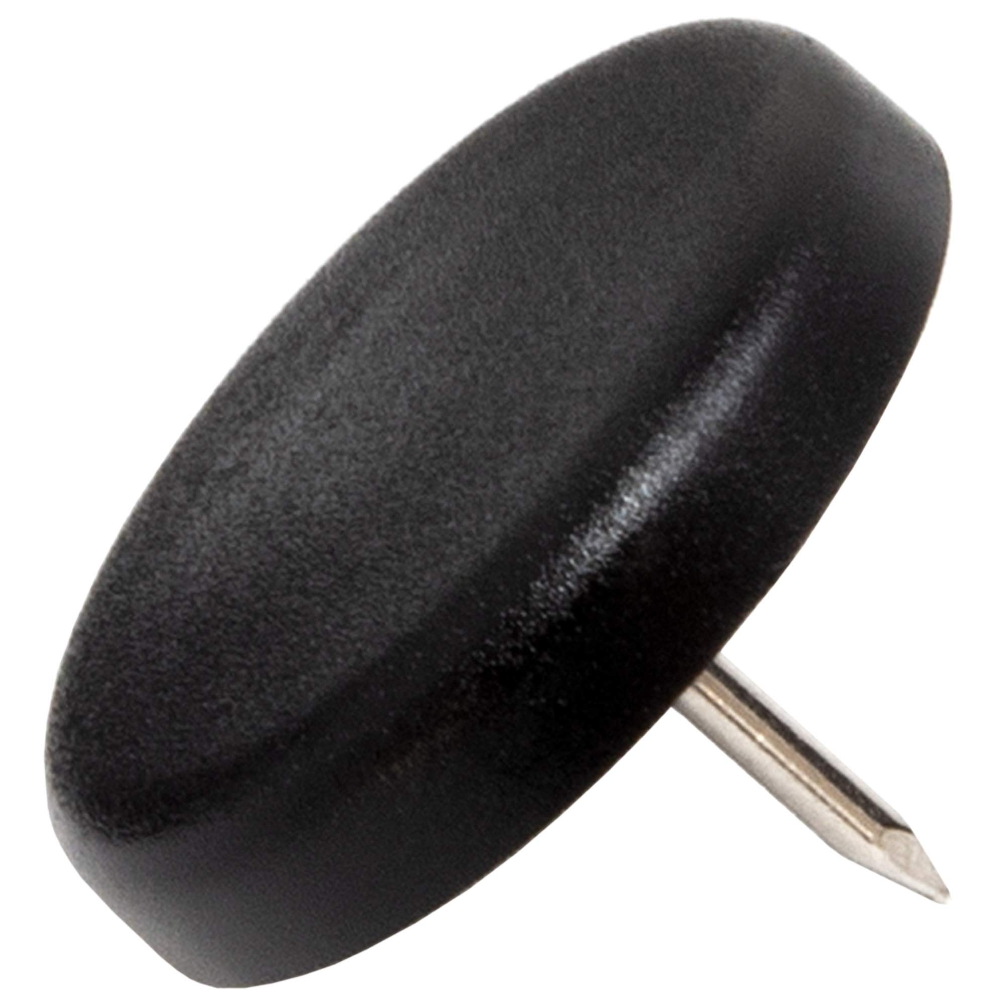 Adsamm® / 4 x Glides in plastic with nail | Ø 1,18'' (Ø 30 mm) | black | round | Premium quality furniture sliders with nail by Adsamm®