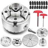 Yunnergo 1" x 8 TPI Thread 4 Inch Wood Lathe Nickel-Plated Chuck Set(5PCS) | 1" x 8 TPI Thread 4 Inch Self Centering Wood Lathe Nickel-Plated Chuck Set 2/3/5 Jaw Turning Chuck Set (5PCs Jaw)