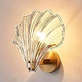 Aomesinc Indoor Wall Lights Shell Shaped Wall Sconce Light Shell Shaped Glass Sconces Lighting E14 Lamp Modern Lights for Liv