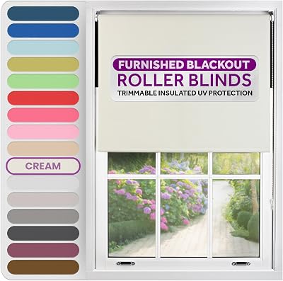 FURNISHED Cream Thermal Blackout Roller Blind 200x165 cm, Insulated