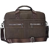 14" Roomy/15.6" Compact Laptop Messenger Bag for Men, Vintage Faux Leather Briefcase - Crossbody Business Travel Satchel