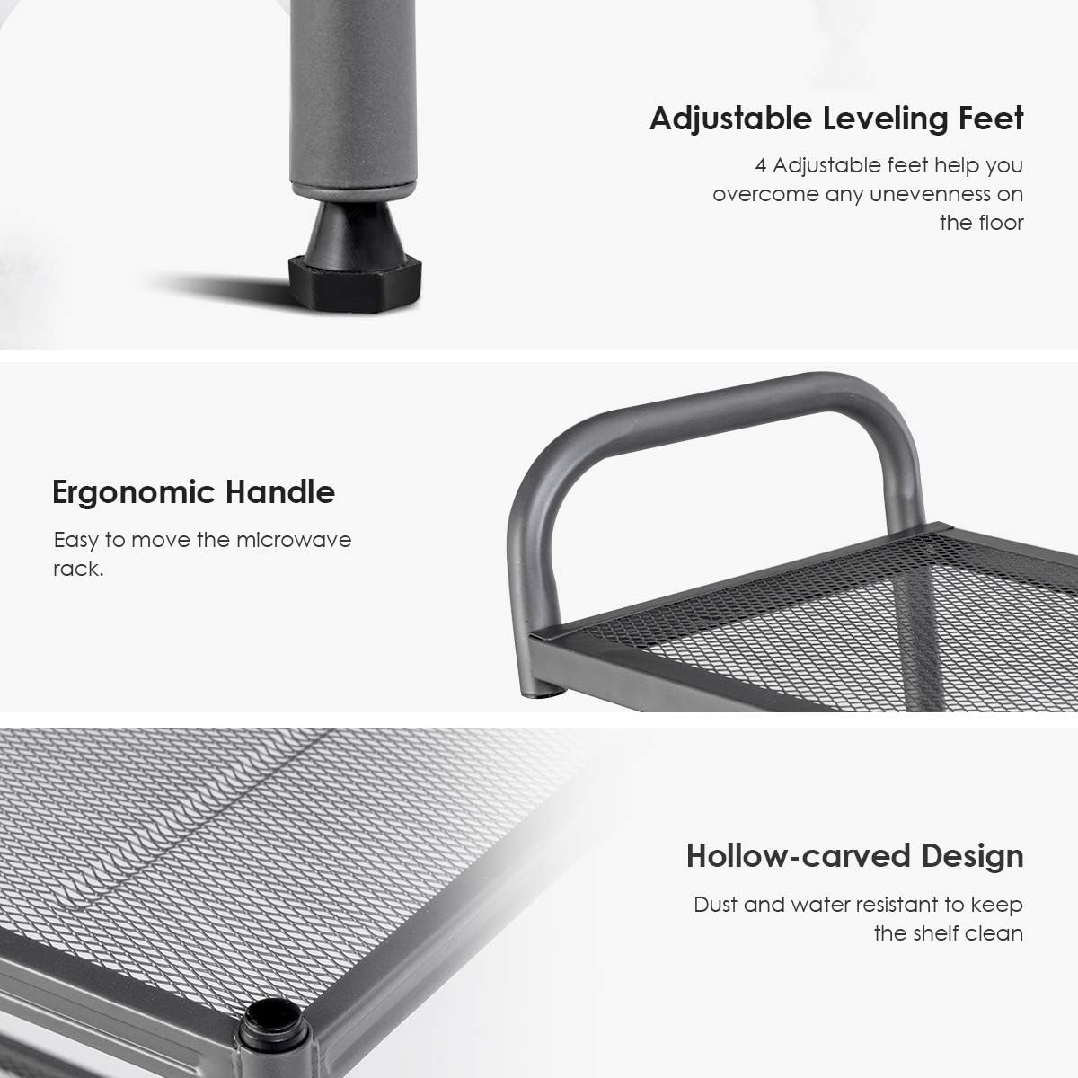 Giantex 4-Tier Kitchen Microwave Storage Rack Oven Stand Strong Mesh Wire Metal Shelves Free Standing Baker's Rack Shelving Utility Unit, 23.5" Lx14 Wx54 H (Silver) - Standing Baker's Racks