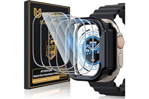 UniqueMe for Apple Watch Ultra/Apple Watch Ultra 2 Screen Protector 49mm, Military Grade Shockproof Case Friendly Anti-Scratch Bubble-Free Tempered Glass Clear Cover for iWatch Ultra (4 Pack)