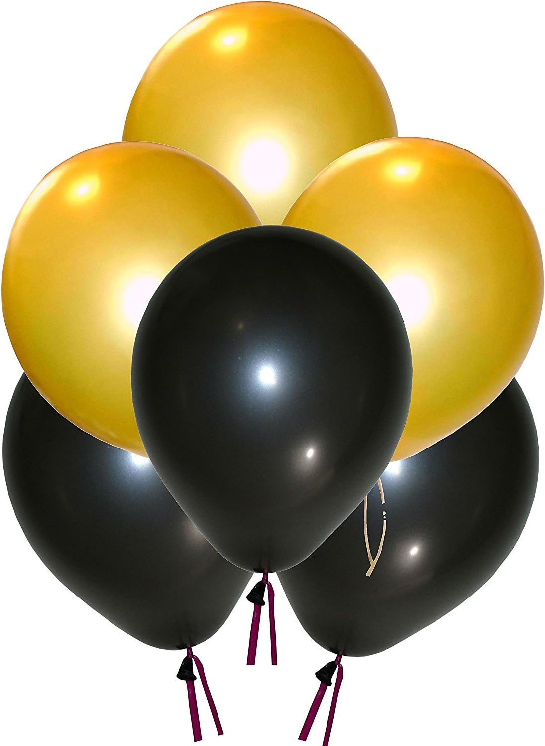 Theme My Party Metallic Good Quality Balloons - Pack of 50 (Black & Golden)