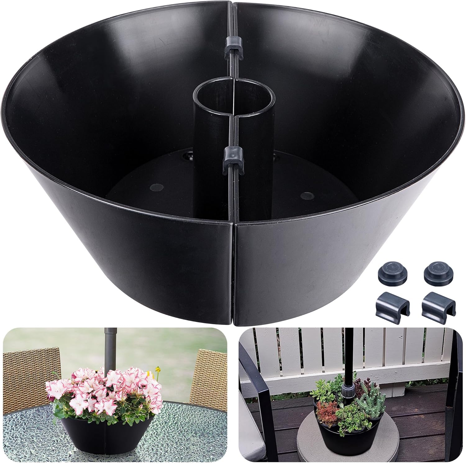 GIONAR Umbrella Planters - Half Circle Planter Pots with Umbrella Hole - Flower Planters Pots Container for Indoor Outdoor Garden Home Plants