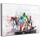 LP ART Canvas Print Wall Art Watercolor Super Heroes Collage Picture Painting for Living Room Bedroom Modern Home Decor Ready