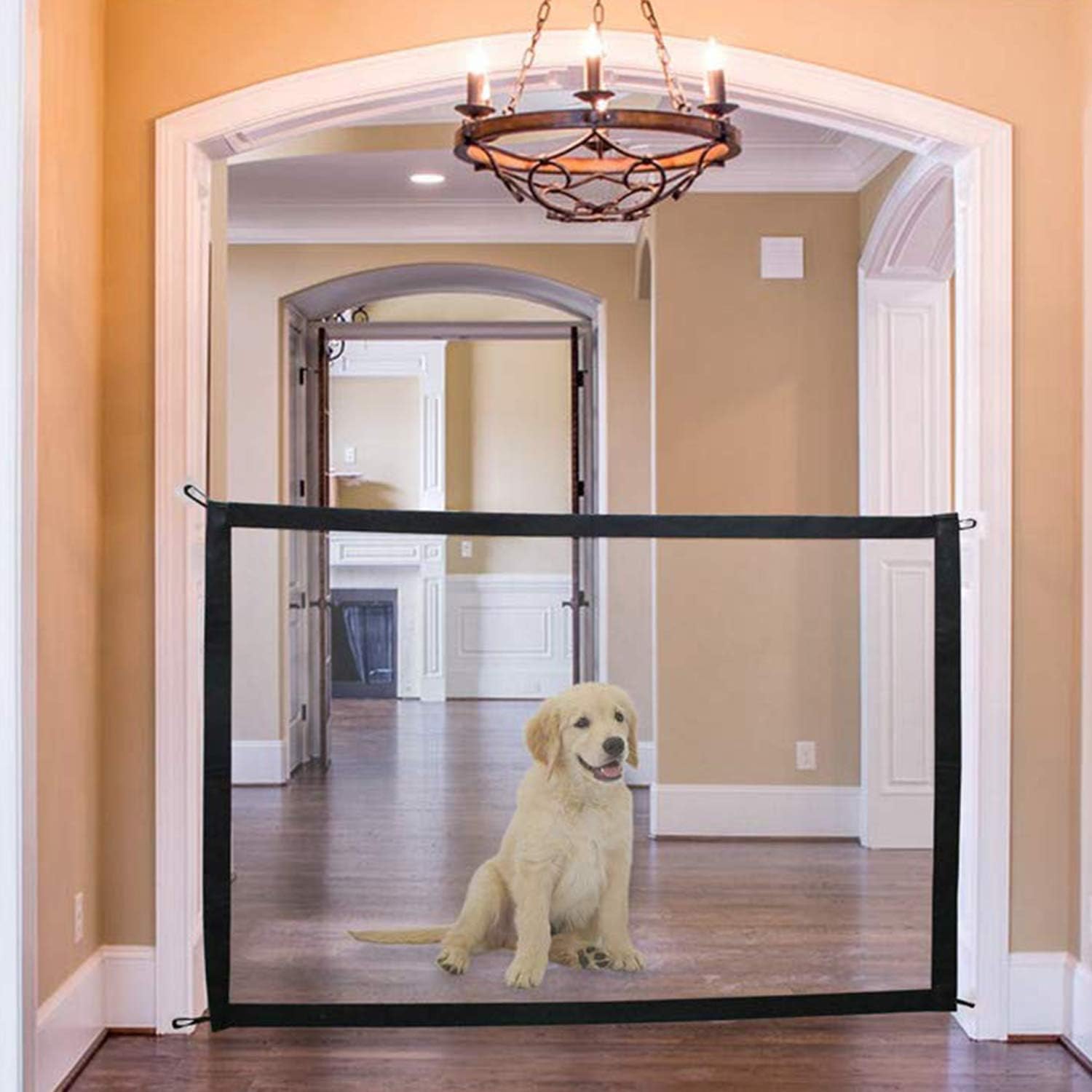 Jennifer Scott Dogs Stairs Saftey Gate Fence Protective Grille 180 x 72 cm Magic Gate for Dogs Hundr Baby Pet Mesh Magic Gate Fence Stairs Portable Guarded Guard Off (Kitchen/Upstairs/Door)