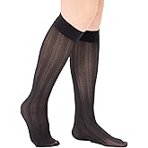 Verdancy Women’s 2 Packs Trouser Socks Knee Highs Jacquard Patterned 40D Ultra Stretchable Plus Size Semi Sheer Opaque
