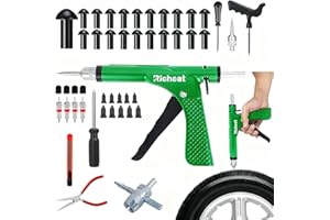 Richcat Tubeless Tire Puncture Repair Kit with Mushroom Plug, Repairs punctures and Flat Tires for Motorcycles, Cars, Trucks,