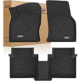 3W Floor Mats Compatible for Volkswagen Tiguan 2018-2024 All Models, TPE Custom Fit All Weather Floor Liner 1st & 2nd Row Full Set Car Liners, Black
