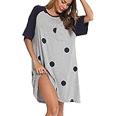 YYA Loose Women's Nightgown Short Sleeve Sleepwear Comfy Sleepshirts Loose Scoopneck Nightshirt S-3XL