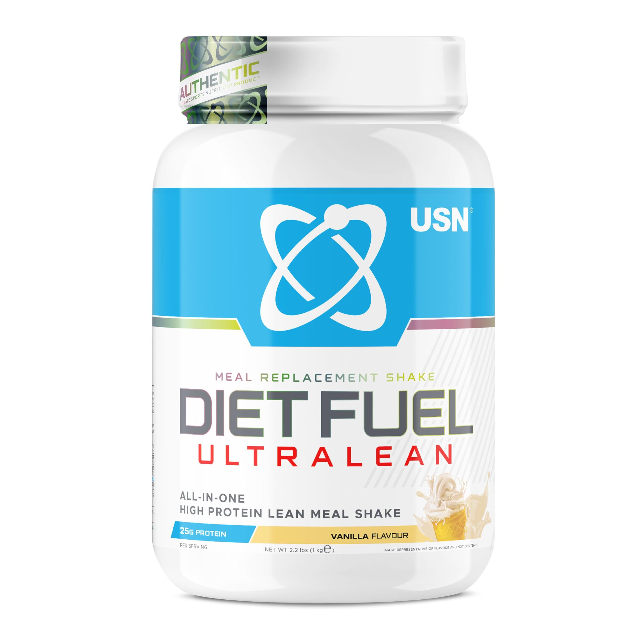 USN I Diet Fuel Ultralean Meal Replacement Shake (Vanilla, 1kg - 18 Servings/Meals) High Protein, Low Calorie Drink to Support Weight Loss & Balanced Diet I Added 24 Vitamins & Minerals