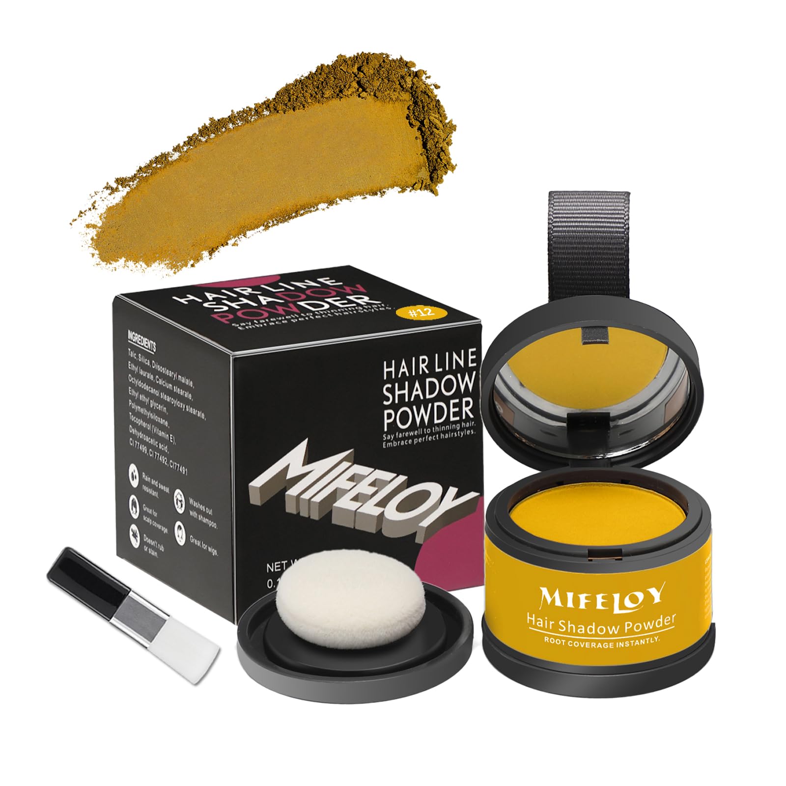 MIFELOY Root Cover Up Powder, Touch Up Hair Color for Grey, Roots Concealer for Beard Line Eyebrow, Instantly Coverage Dye for Thinning Grays Hairline, Shadow Conceals Hair Loss, Blonde