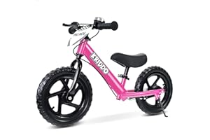 KRIDDO Pro Toddler Balance Bike 2+ Year Old with Hand Brake and Kickstand, 12 Inch Push Bicycle, Gift Bike for 2-5 Boys Girls, Pink