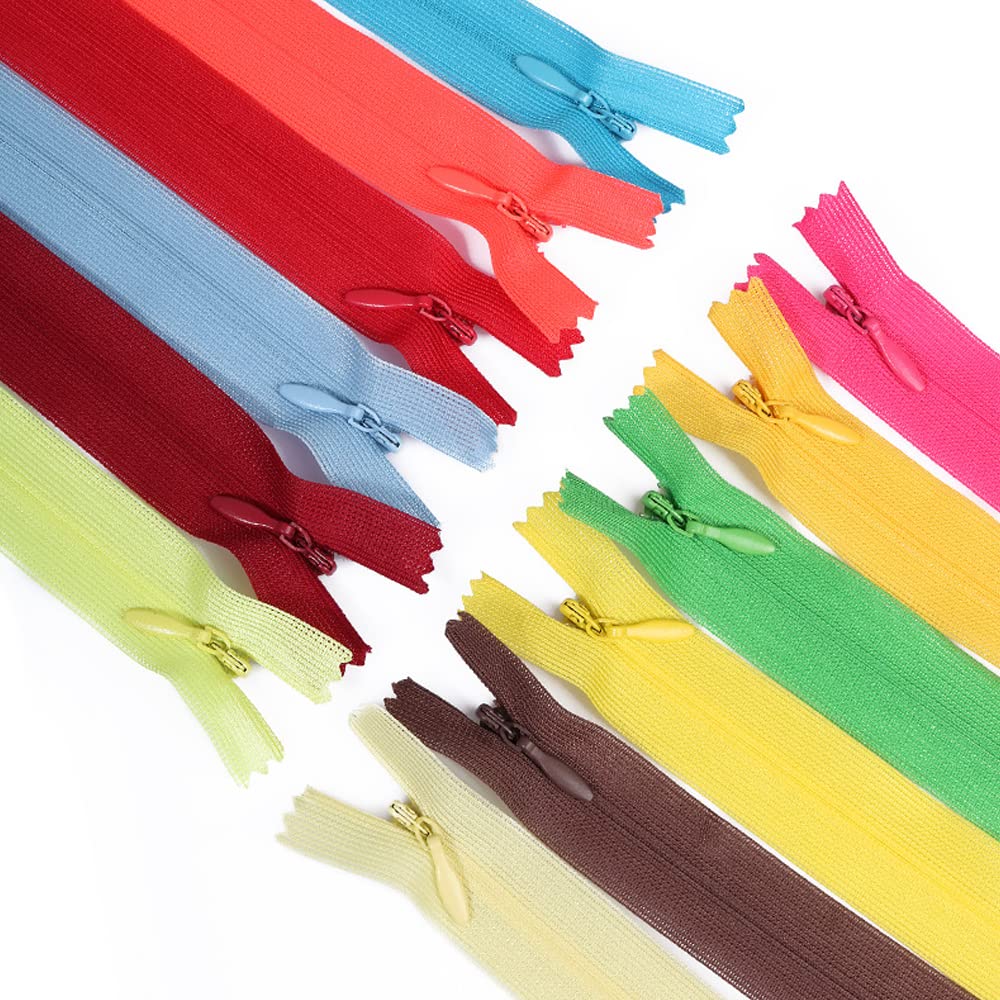 DERSISE 5# Invisible Zipper (30cm) 20 Colors Set (20pcs) for Purses, Dresses, Cushions, Handbags, Pet Clothes, Sewing, DIY Projects