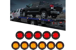 NeaLia 2 Inch Round LED Trailer Lights, 11PCS Amber and Red Trailer Marker Light with Rubber Grommet, IP65 Waterproof Clearance Light for Flatbed Utility Dump Service Truck Camper Rv Boat Replacement