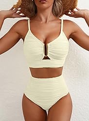 Herseas Womens Sexy U Wired Ruched Push Up 2 Piece