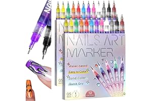 MOREKFLY Nail Markers, 12 Colors Nail Art Pens Set Nails Art Markers Polish Pen for 3D Nail Art, Nails Arts Tools for Graffiti Dotting Drawing Painting Point Liner DIY Kit Home Nail Salon DIY (2 Set 12Color)