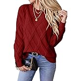 Women's Sweaters Crew Neck Pullover Cable Knit Sweaters Ribbed Casual Tops 2026 Classic Knitwear for Spring Winter