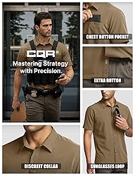 CQR Men's Short Sleeve Tactical Shirts, UPF