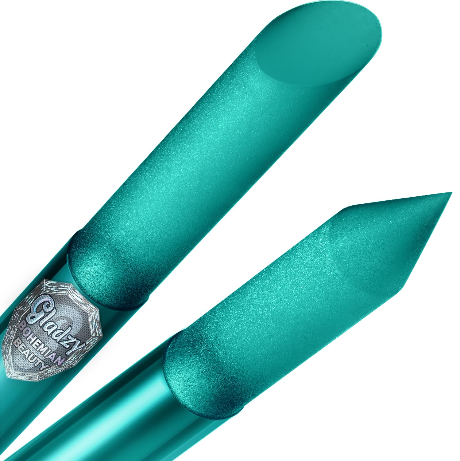 Glass Cuticle Pusher by GLADZY - Manicure Stick, Genuine Czech Quality, Professional Precision Filing Cuticle Remover, Abrasive Surface Never Wears Out - Turquoise