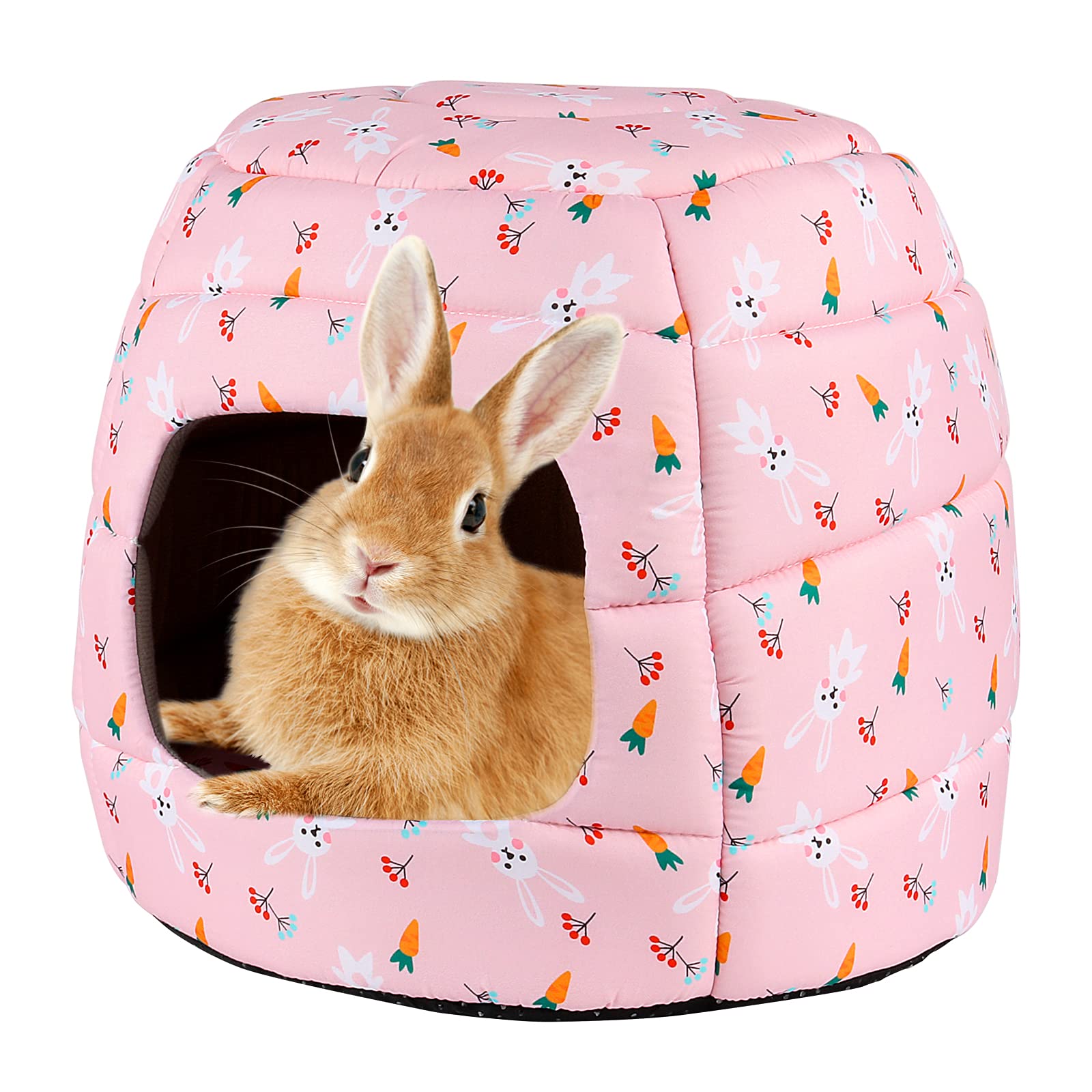 RANYPET Large Rabbit Bed House Foldable Winter Warm Bunny Hideout Cave for Guinea Pig Squirrel Ferret Hedgehog Chinchilla Cozy Cage Accessories